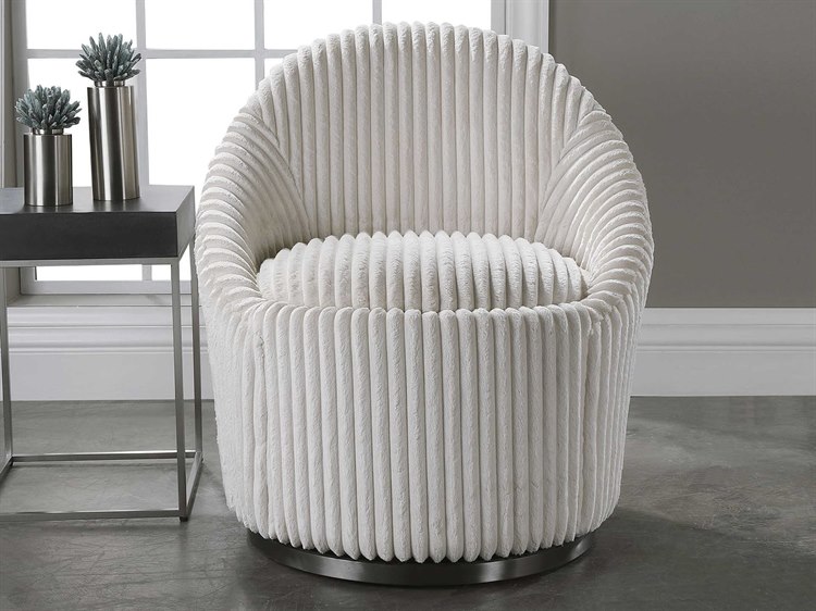 Uttermost Crue Swivel 28" White Fabric Accent Chair UT23578