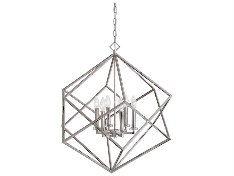 Photos - Chandelier / Lamp Uttermost Euclid 6-Light Polished Nickel Geometric Pendant 22122 