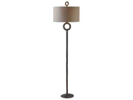 Uttermost Ferro Aged Rust Bronze Round Hardback Drum Floor Lamp
