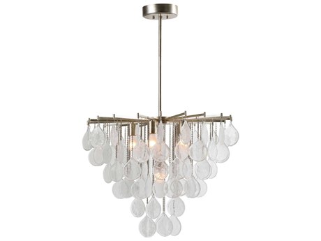 Uttermost Goccia 6-Light Antiqued Bright Silver Leaf Glass Round Pendant