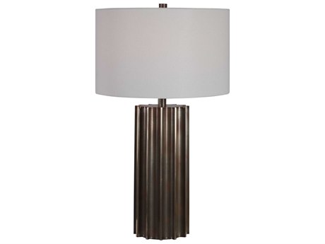 Uttermost Khalio Aged Gun Metal Rust Round Drum Hardback Gunmetal Buffet Lamp