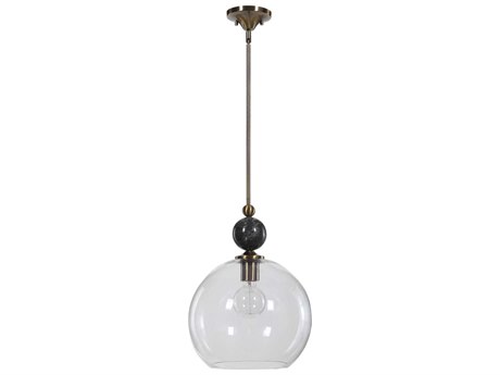 Uttermost Mendota 1-Light Oxidized Aged Brass Glass Globe Pendant