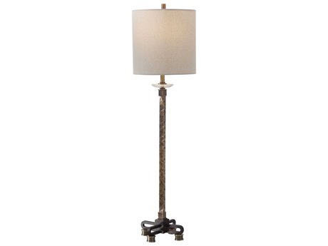 Uttermost Parnell Crystal Antiqued Brass Rust Black Buffet Lamp