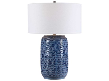 Uttermost Sedna Blue Round Hardback Drum Buffet Lamp