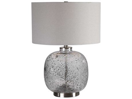 Uttermost Storm Translucent Black Round Drum Hardback Clear Glass Table Lamp