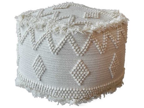 Uttermost Uriah Ivory White Upholstered Pouf