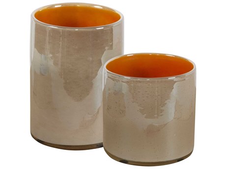 Uttermost Tangelo Light Beige / Orange Vases Set of 2