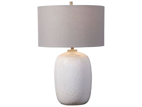 Uttermost Winterscape Round Drum Hardback Off White Buffet Lamp