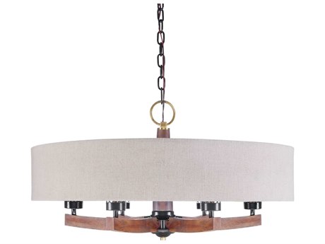 Uttermost Woodall 6-Light Dark Bronze Antique Brass Candelabra Cylinder Drum Chandelier