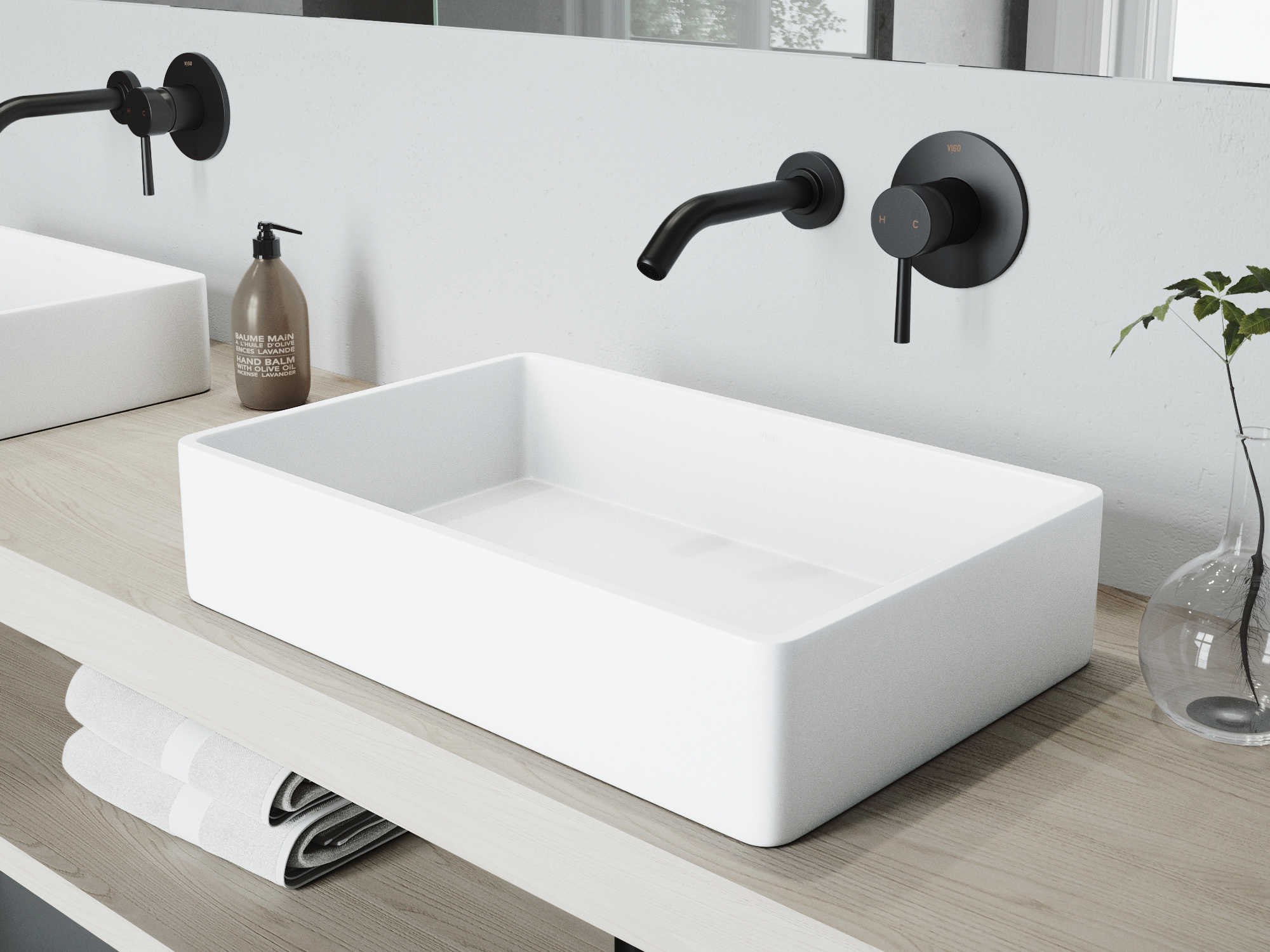 rectangular ceramic vessel bathroom sink in white