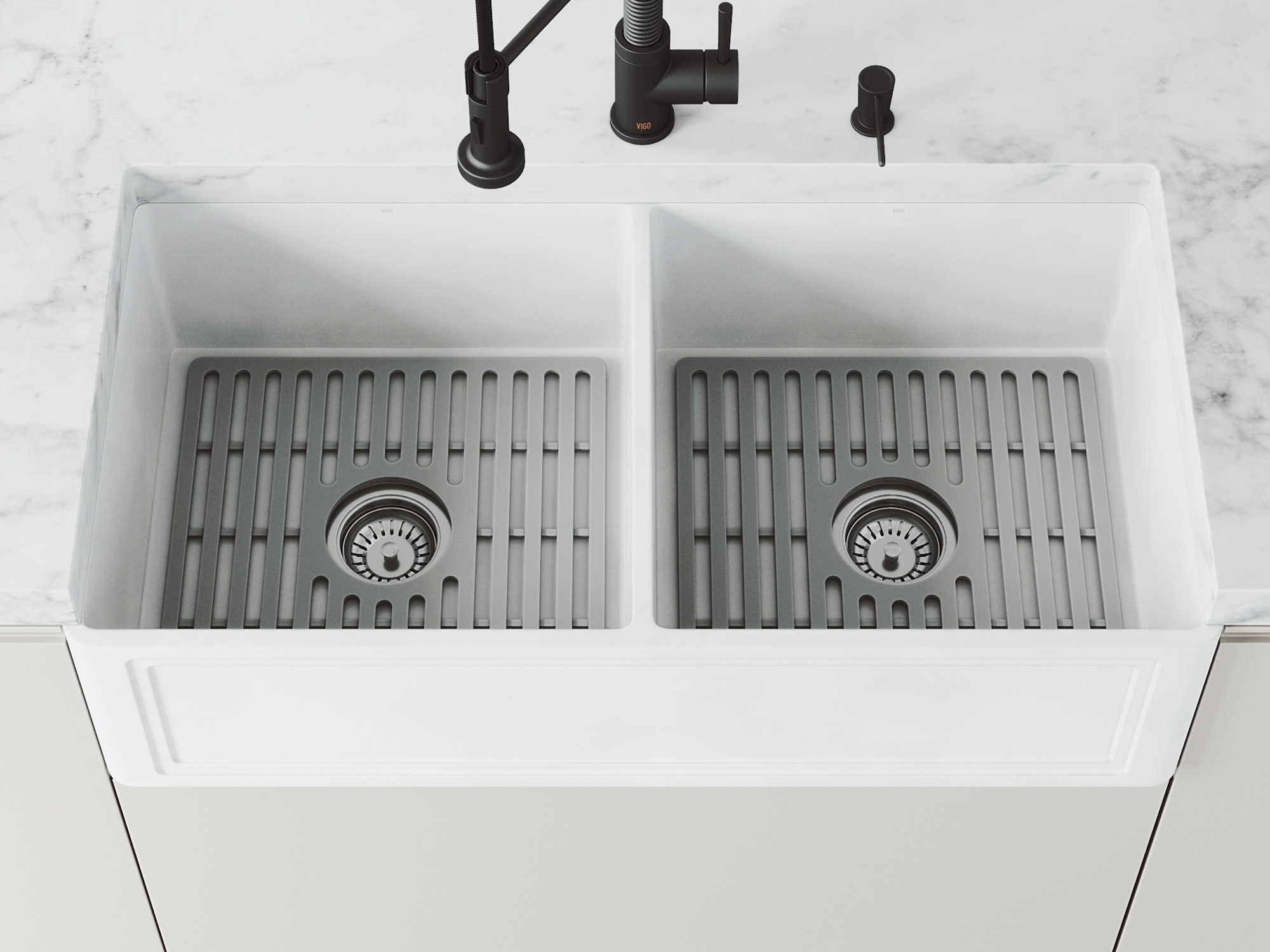 vigo 36 matte stone farmhouse kitchen sink