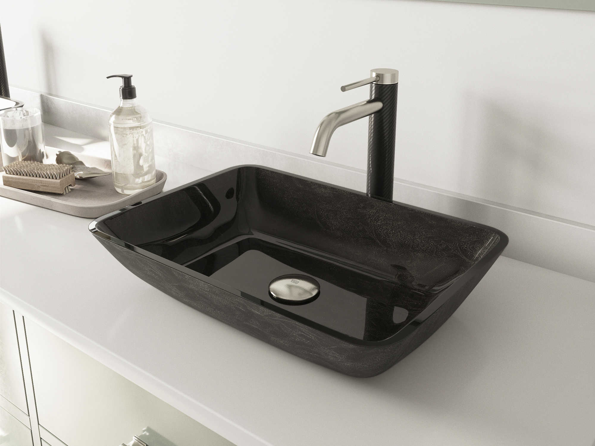 vigo grey onyx glass rectangular vessel bathroom sink
