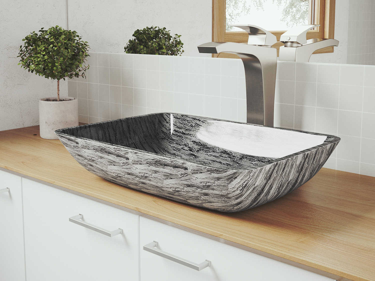 vigo glass rectangular vessel bathroom sink