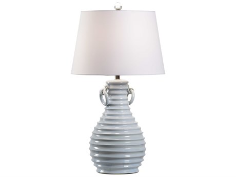 Wildwood Bugello Light Blue White Linen Buffet Lamp
