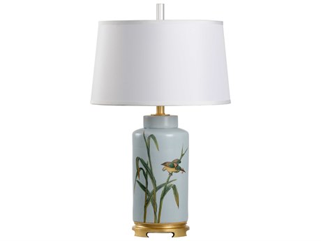 Wildwood Songbird Blue Green White Silkette Buffet Lamp