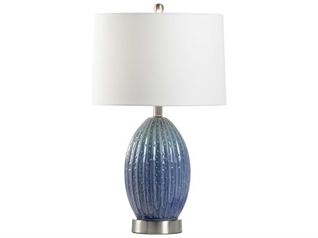 Wildwood Maui Blue Green Off White Linen Buffet Lamp