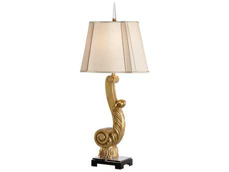 Wildwood Acanthus Antique Gold Leaf Beige Silkette Buffet Lamp