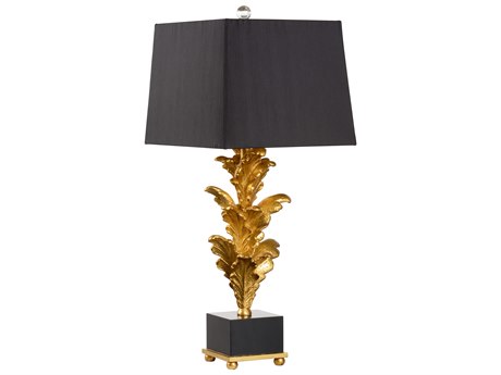 Wildwood Mar-A-Lago Antique Gold Leaf Black Silkette Buffet Lamp