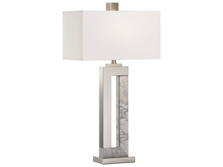 Wildwood Jaxon Brushed Nickel Natural Gray Off White Linen Buffet Lamp