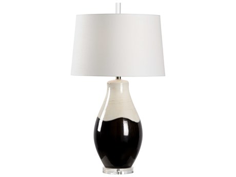 Wildwood Palazzo Cream Metallic Glaze Off White Linen Black Buffet Lamp