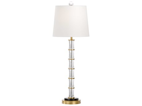 Wildwood Fiji Clear Off White Linen Brass Buffet Lamp