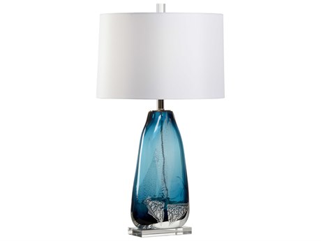 Wildwood Clauseen Ocean Silver Leaf Off White Silkette Blue Buffet Lamp