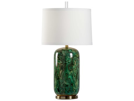 Wildwood Newport Green Off White Silk Buffet Lamp