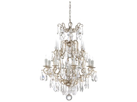 Wildwood Versailles 8-Light Antique Silver Leaf Clear Chandelier