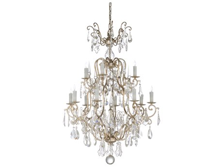 Wildwood Versailles 12-Light Antique Silver Leaf Clear Chandelier