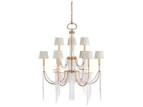 Wildwood Mackie 9-Light Antique Brass Clear Candelabra Tiered Chandelier