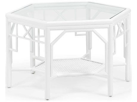 Wildwood Wild Palm Hexagon Glass White Coffee Table