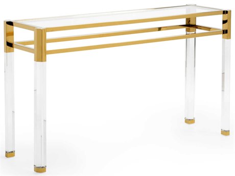 Wildwood Cranston Rectangular Glass Clear Polished Brass Console Table