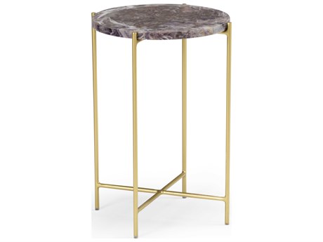 Wildwood Salina Round Stone Natural White Purple End Table