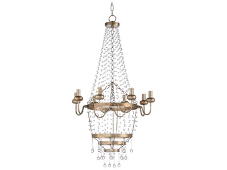Wildwood Ansley 8-Light Antique Silver Leaf Clear Candelabra Chandelier
