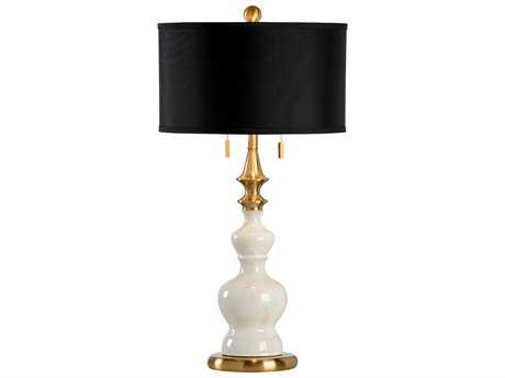 Wildwood Dana Oyster White Black Silkette Brass Buffet Lamp
