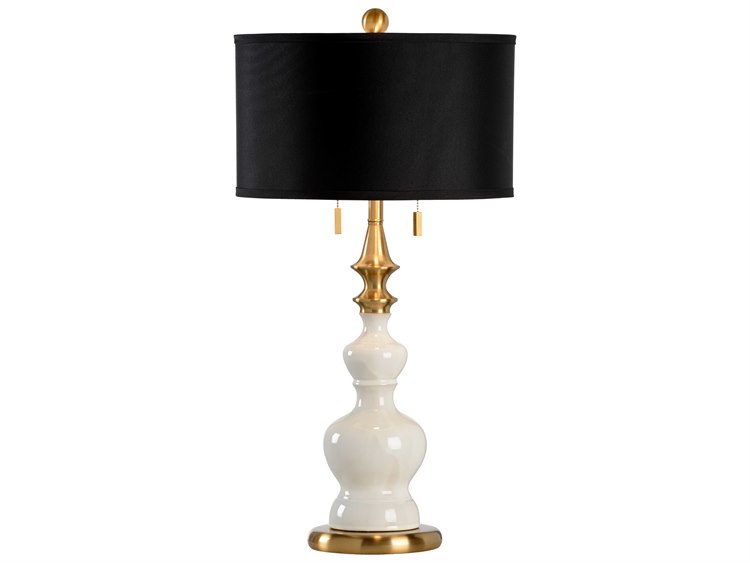 Wildwood Dana Oyster White Black Silkette Brass Buffet Lamp