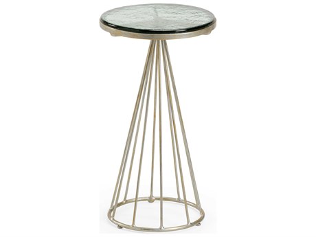 Wildwood Bubble Round Glass Green Antique Silver End Table