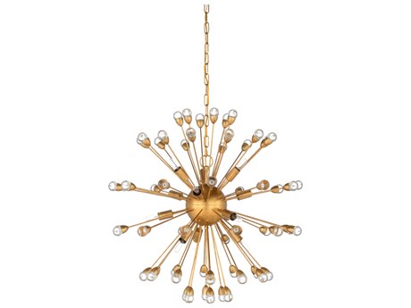 Wildwood Saturn 12-Light Antique Gold Leaf Clear Sputnik Pendant