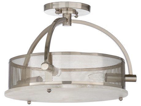Wildwood Moon 3-Light Nickel White Drum Semi Flush Mount