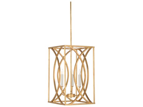 Wildwood Society 3-Light Antique Gold Leaf Candelabra Lantern Chandelier