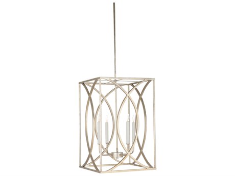 Wildwood Society 4-Light Antique Silver Leaf Candelabra Lantern Chandelier