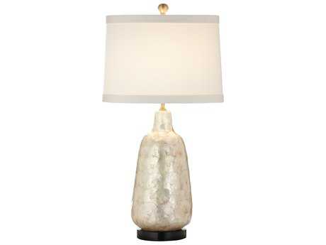 Wildwood Shell Vase Natural Capiz Off White Silkette Buffet Lamp