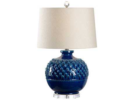 Wildwood Carlotta Indigo Cream Raw Silk Blue Buffet Lamp