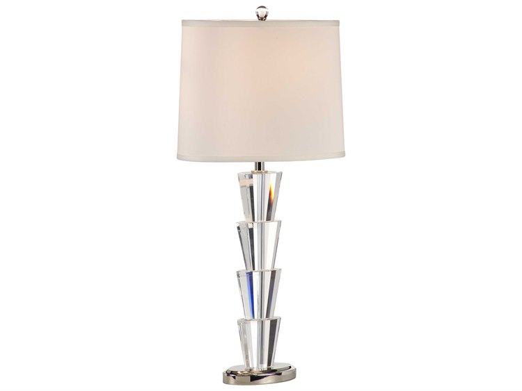 Wildwood Crystal Fountain Clear Off White Silkette Nickel Buffet Lamp