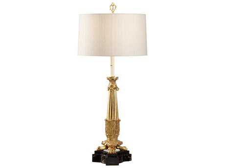 Wildwood Gallery Gold Leaf Cream Raw Silk Buffet Lamp