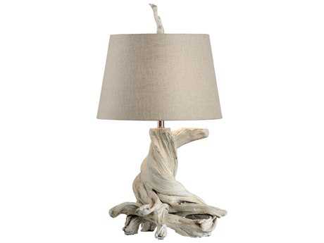 Wildwood Olmsted Antique Whitewash Natural Linen Buffet Lamp