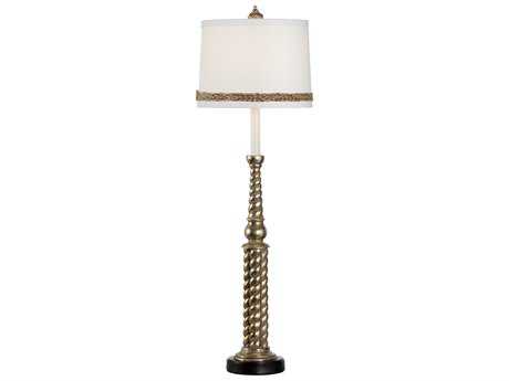 Wildwood Swannanoa Antique Silver Leaf Off White Silk Buffet Lamp