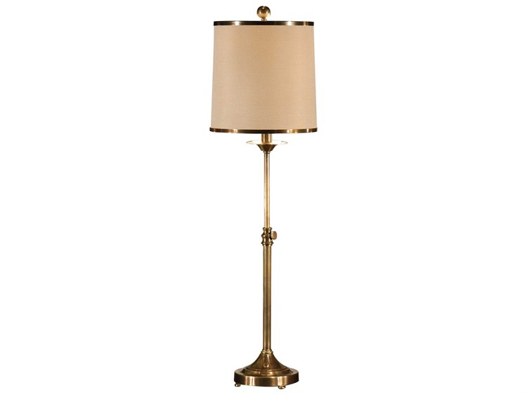 Wildwood Adjustable Antique Brass Patina Tan Silkette Buffet Lamp