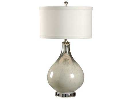 Wildwood Milky Bottle Gray Eggshell Silkette Nickel Buffet Lamp