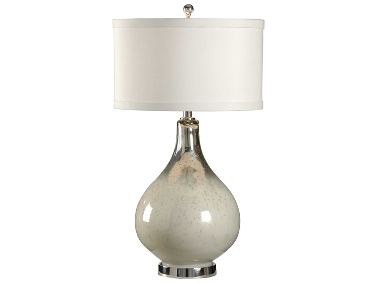 Wildwood Milky Bottle Gray Eggshell Silkette Nickel Buffet Lamp